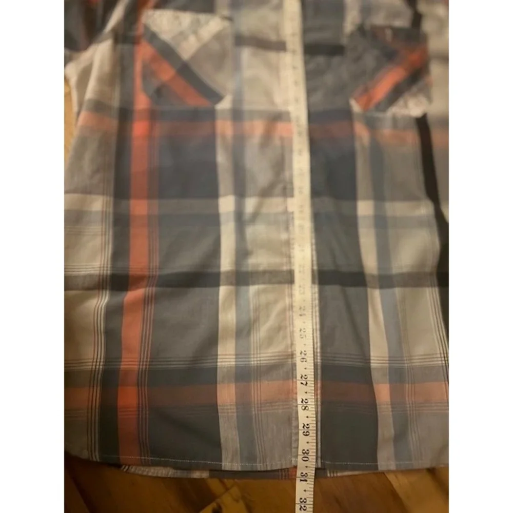 Levi's Button Down Shirt Mens XXL‎  Orange Grey Plaid Long Sleeve Dual Pocket